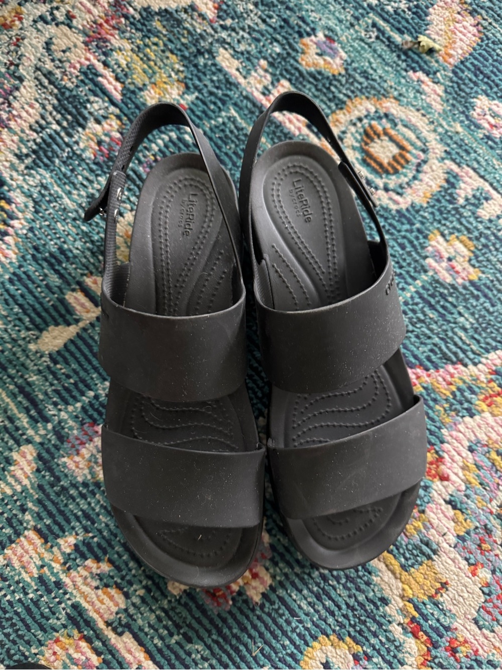 Croc’s Platform Black Women's Slingback Sandals Size 10